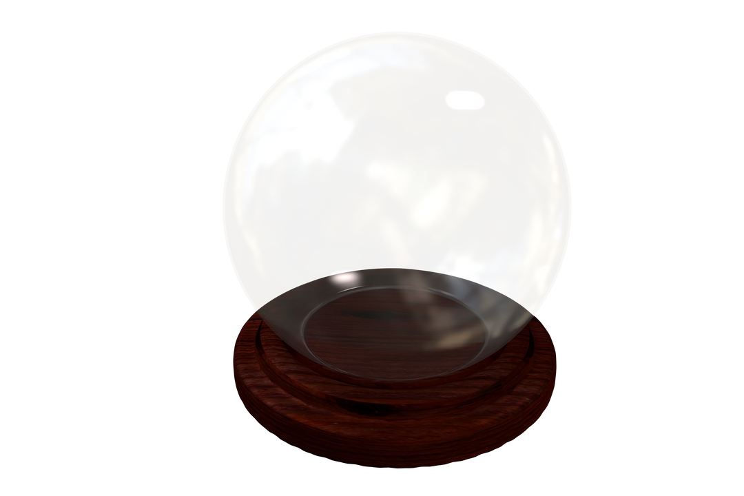 Transparent Crystal Snow Globe on Wooden Base Isolated on White Background - Download Free Stock Images Pikwizard.com