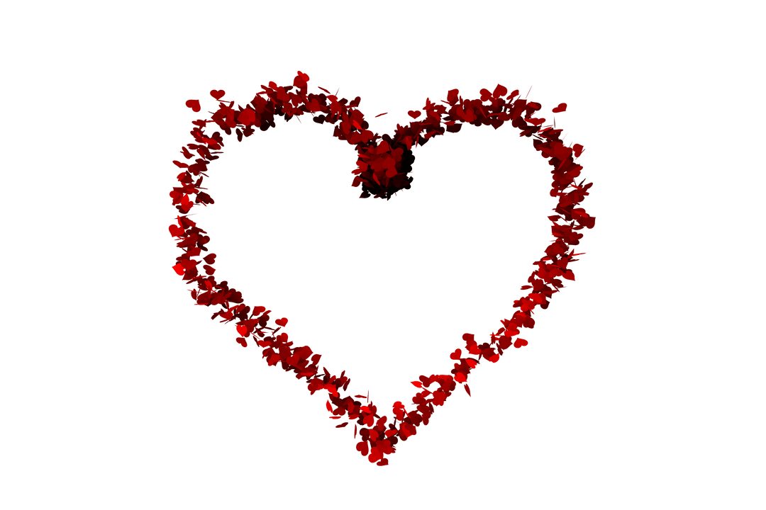 Heart of Red Rose Petals on Transparent Background