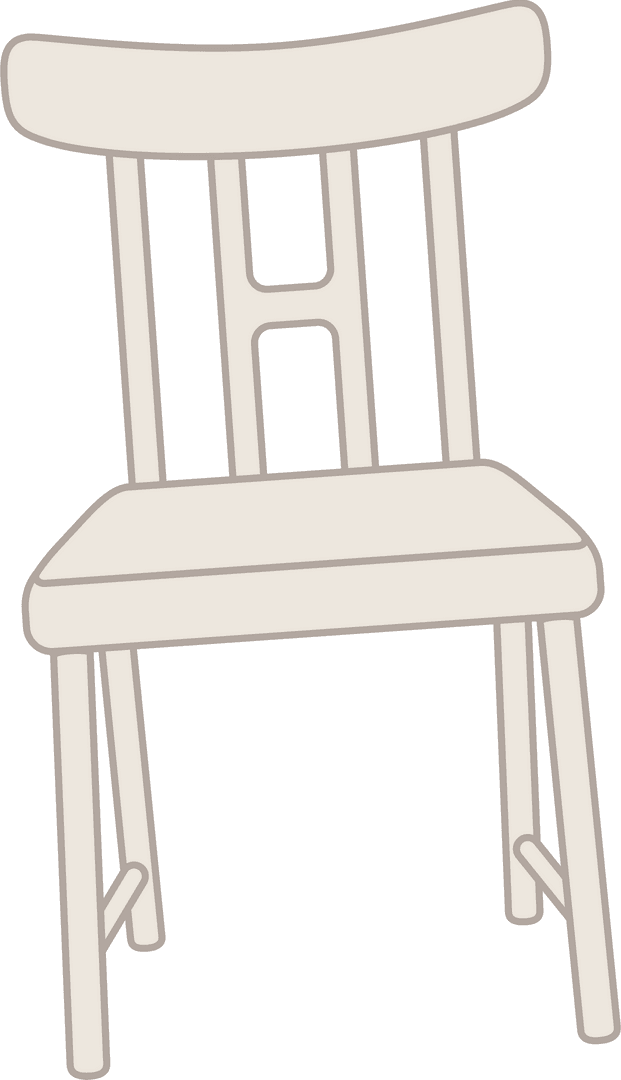 Flat Transparent Wooden Chair Illustration with Minimalist Design