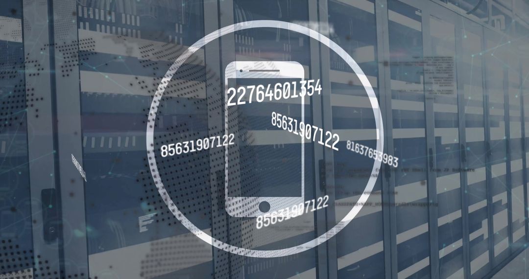 Digital Phone Numbers Overlay On Servers Representing Data Security