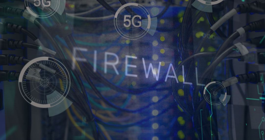5G Network and Firewall Protection Concept with Server Wires