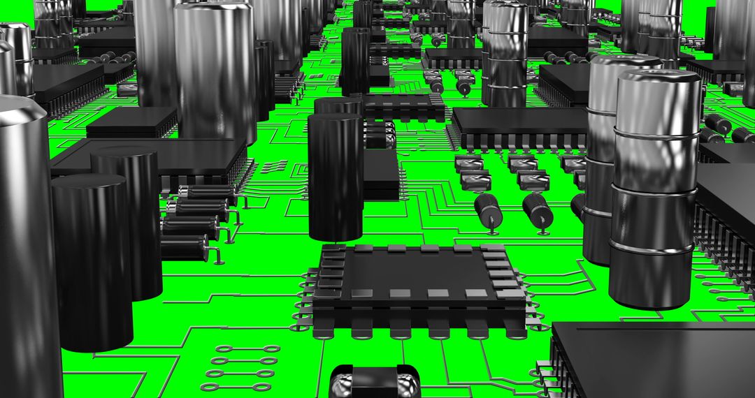 Close-up View of Modern Circuit Board with Microchips