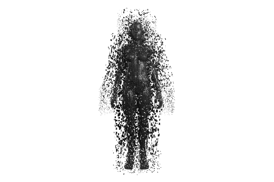 Polygonal Transparent Female Silhouette Composed of Dark Pixels - Download Free Stock Images Pikwizard.com