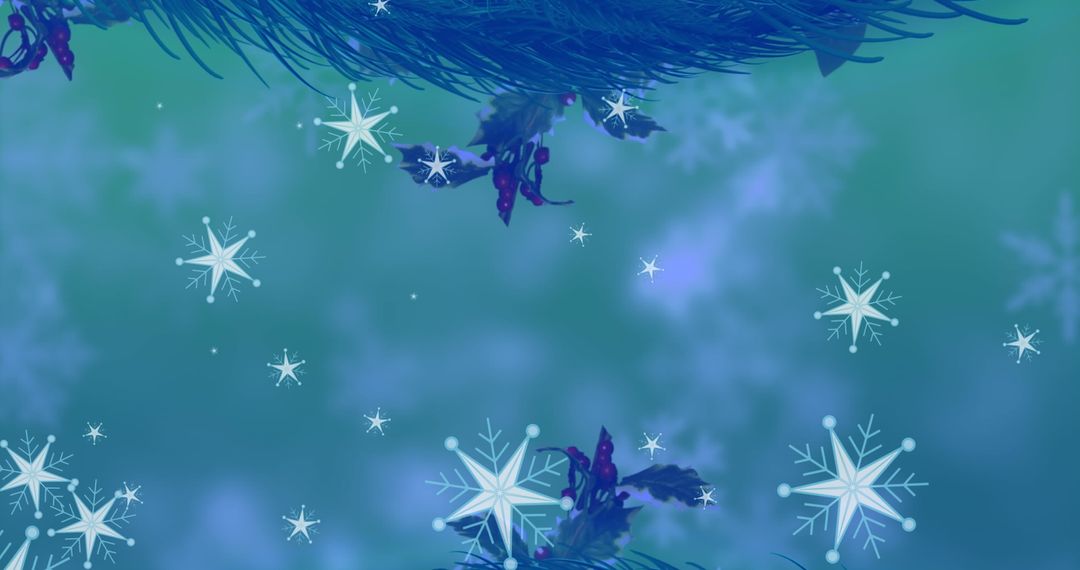 Snowflakes Falling on Christmas Tree Branches