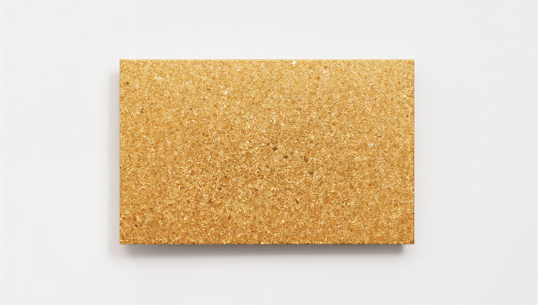 Shimmering Gold Flake Wall Panel Mounted with Soft Shadow Minimal Metallic Texture