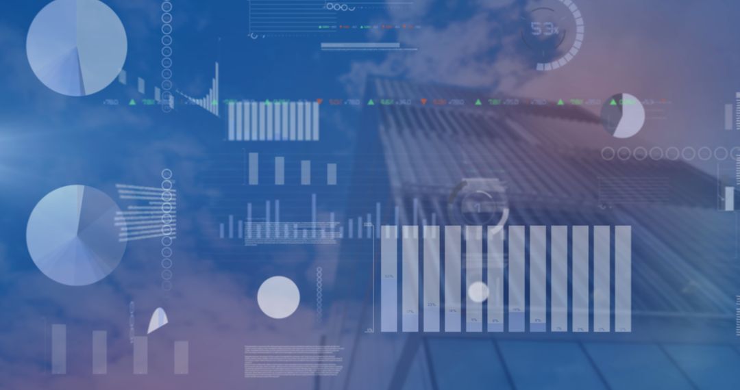 Abstract Financial Data Visualization with Urban Cityscape