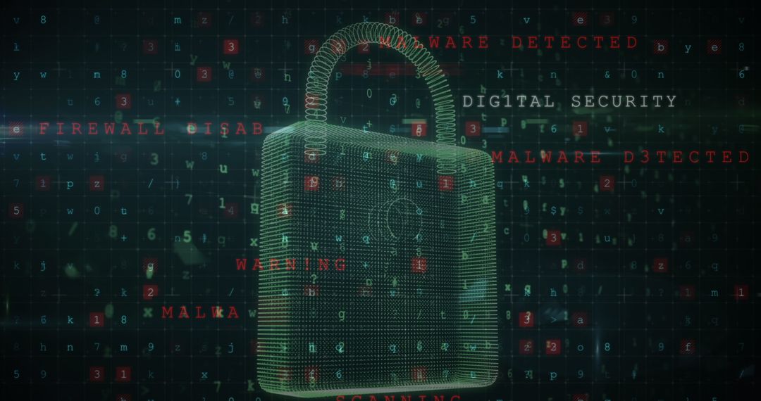 Digital Padlock Protecting Cybersecurity Data Network