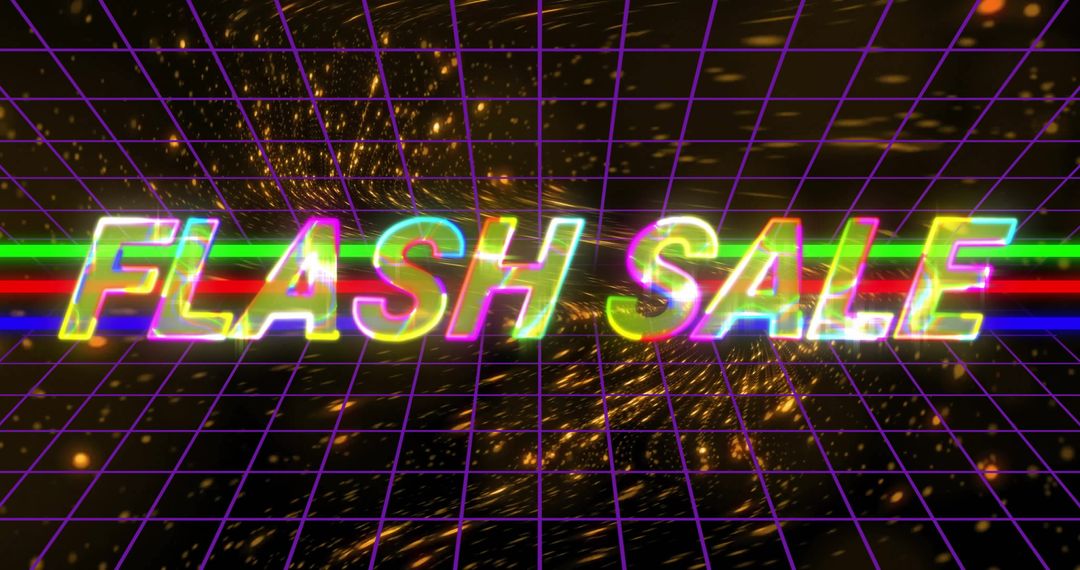 Neon Flash Sale Graphic with RGB Streaks and Dynamic Background