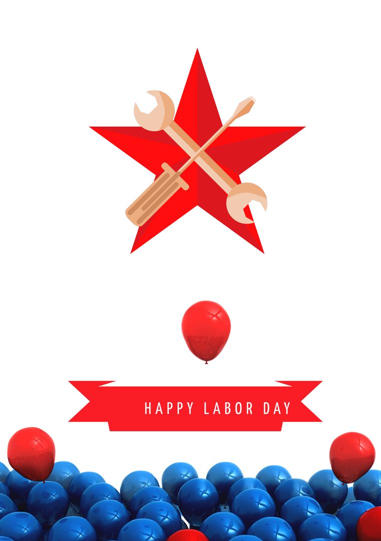 Labor Day Celebration Design with Tools and Star
