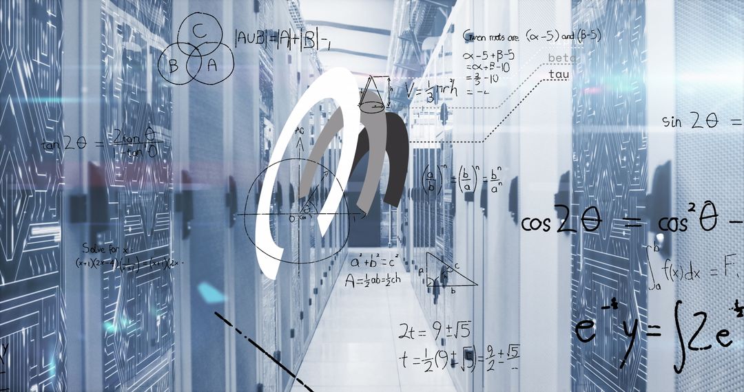 Futuristic Data Science Concept in Server Room Environment