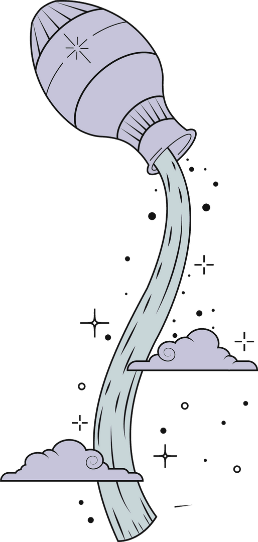 Mythological Amphora Jug Pouring Water in Celestial Cosmos Art