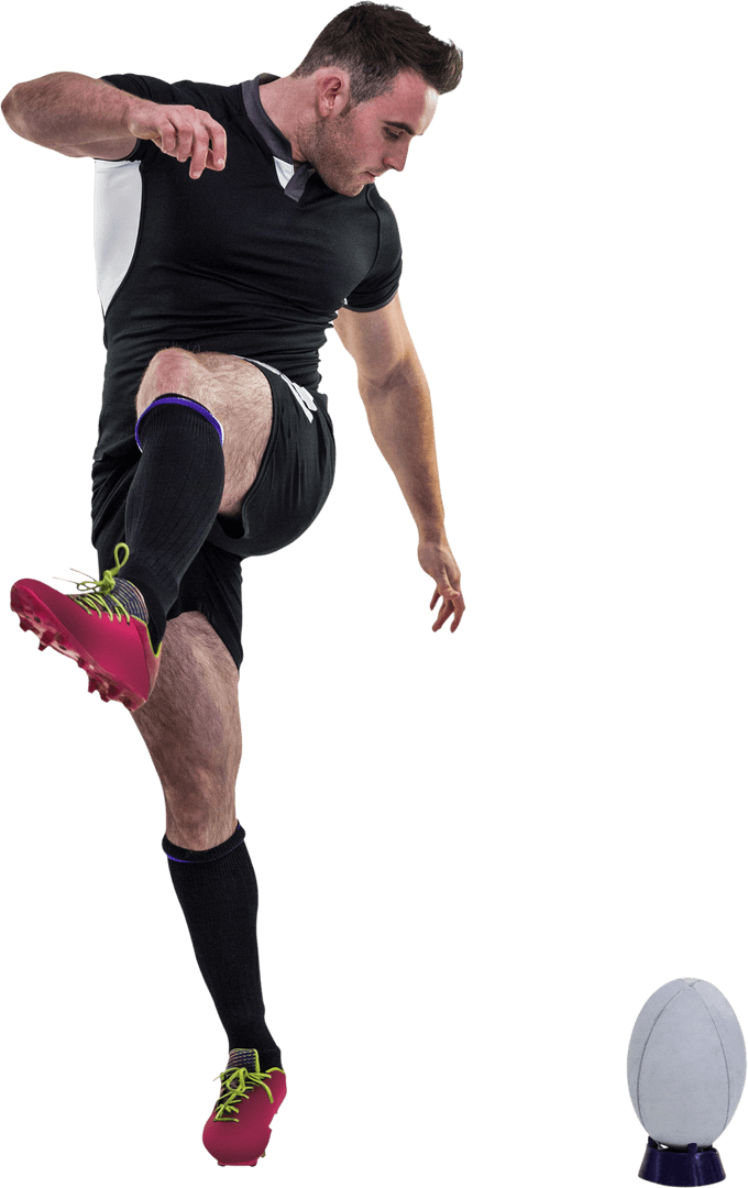 Transparent Rugby Player Kicking Ball Dynamic Action Pose