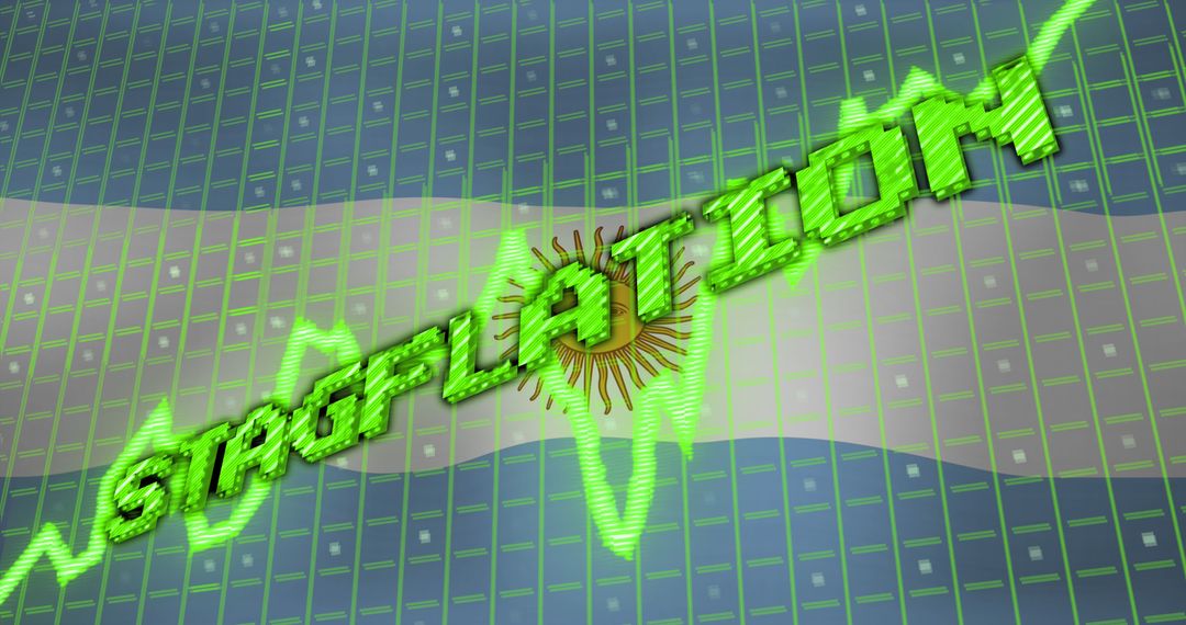 Stagflation with Argentine Flag and Digital Data Graph
