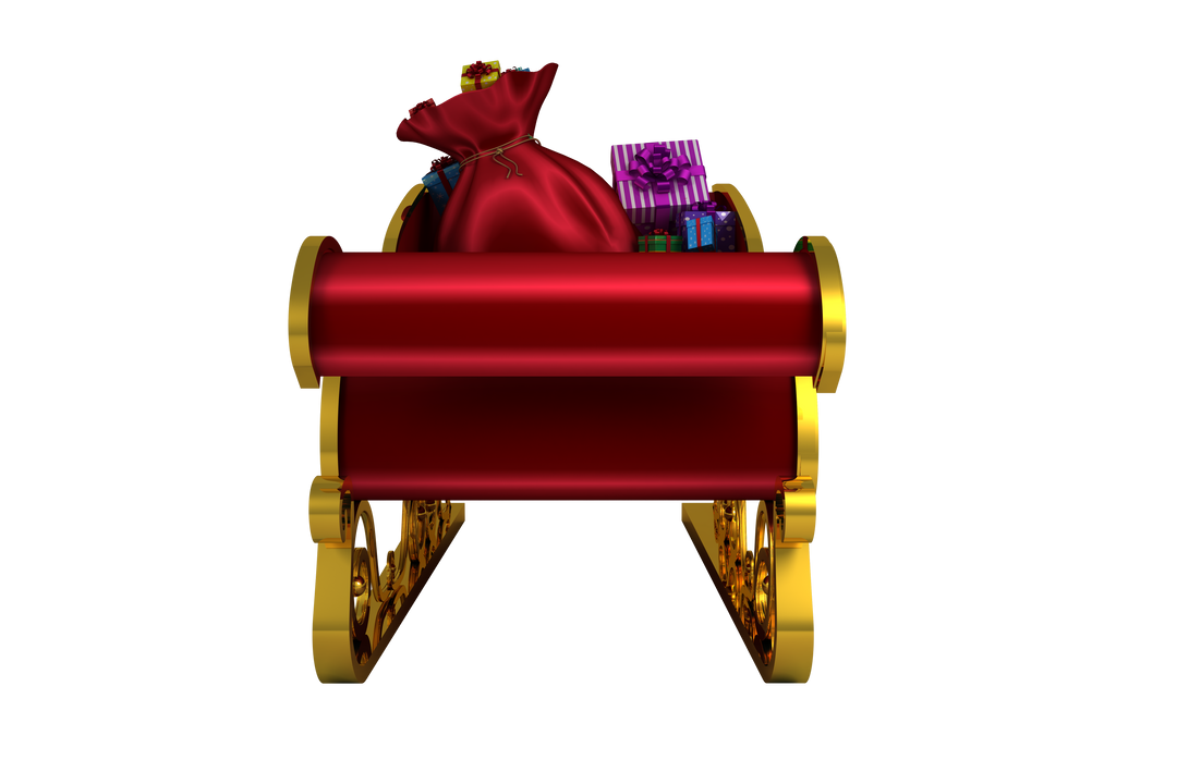 Transparent red and gold Santa sleigh with holiday gifts - Download Free Stock Images Pikwizard.com