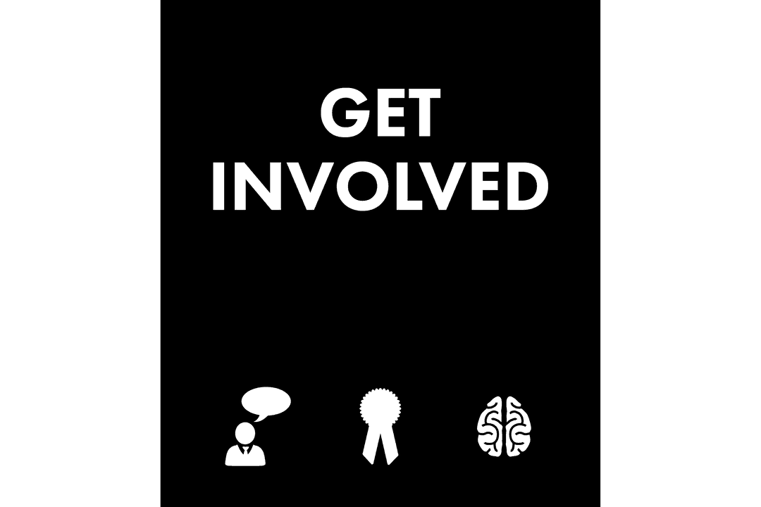 Transparent Get Involved Text with Communication Symbols