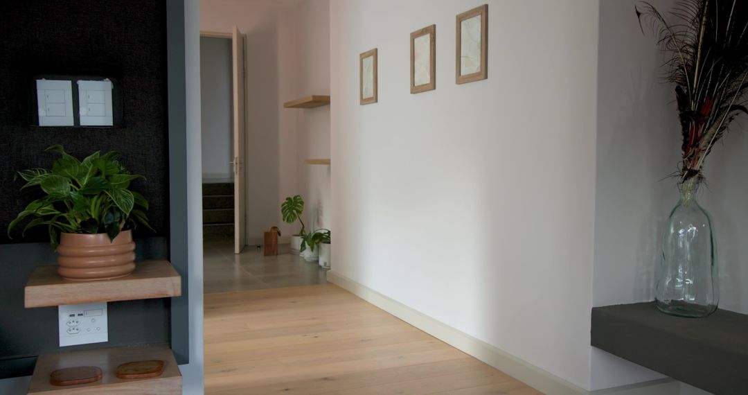 Minimalist Hallway with Scandinavian Decor and Natural Elements