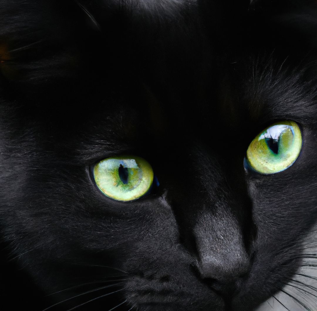 Close-Up of Black Cat with Green Eyes - Free Images, Stock Photos and Pictures on Pikwizard.com