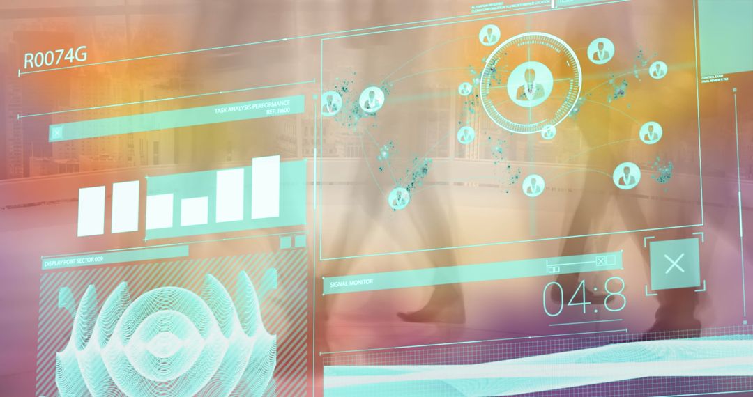 Digital Data Processing Technology Over Busy Street