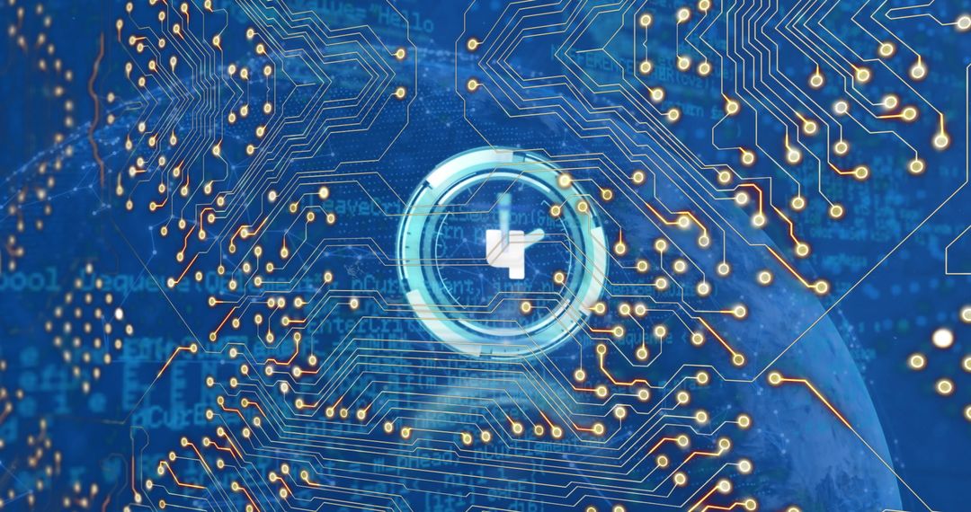 Futuristic Circuit Board with Digital World Connectivity