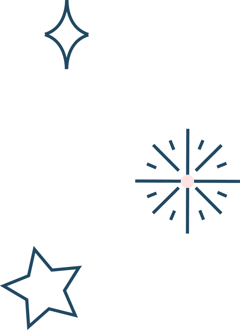 Sparkling Stars Geometry Art on Transparent Background