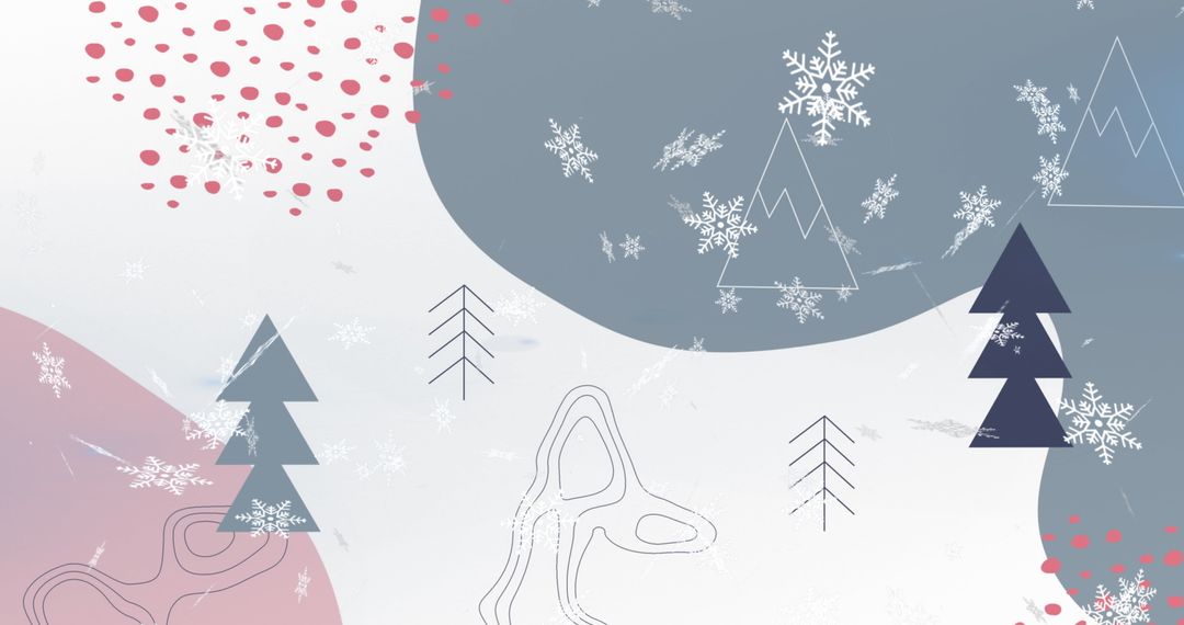 Abstract Winter Wonderland With Tree and Snow Designs
