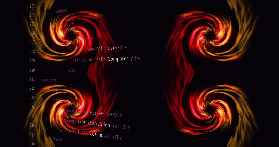 Abstract Data Processing Over Bright Neon Spirals