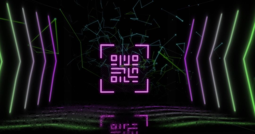 Futuristic QR Code with Neon Connections