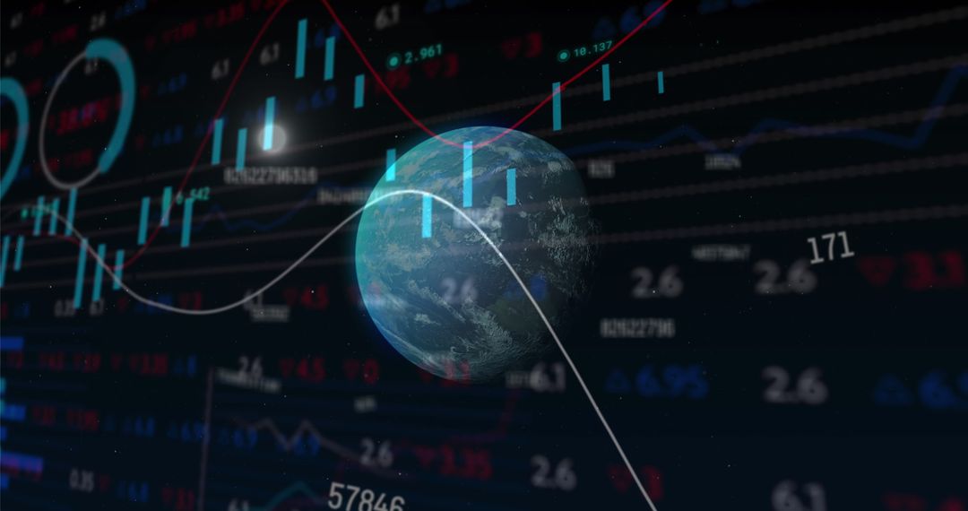 Globe and Digital Data Overlay Representing Global Business