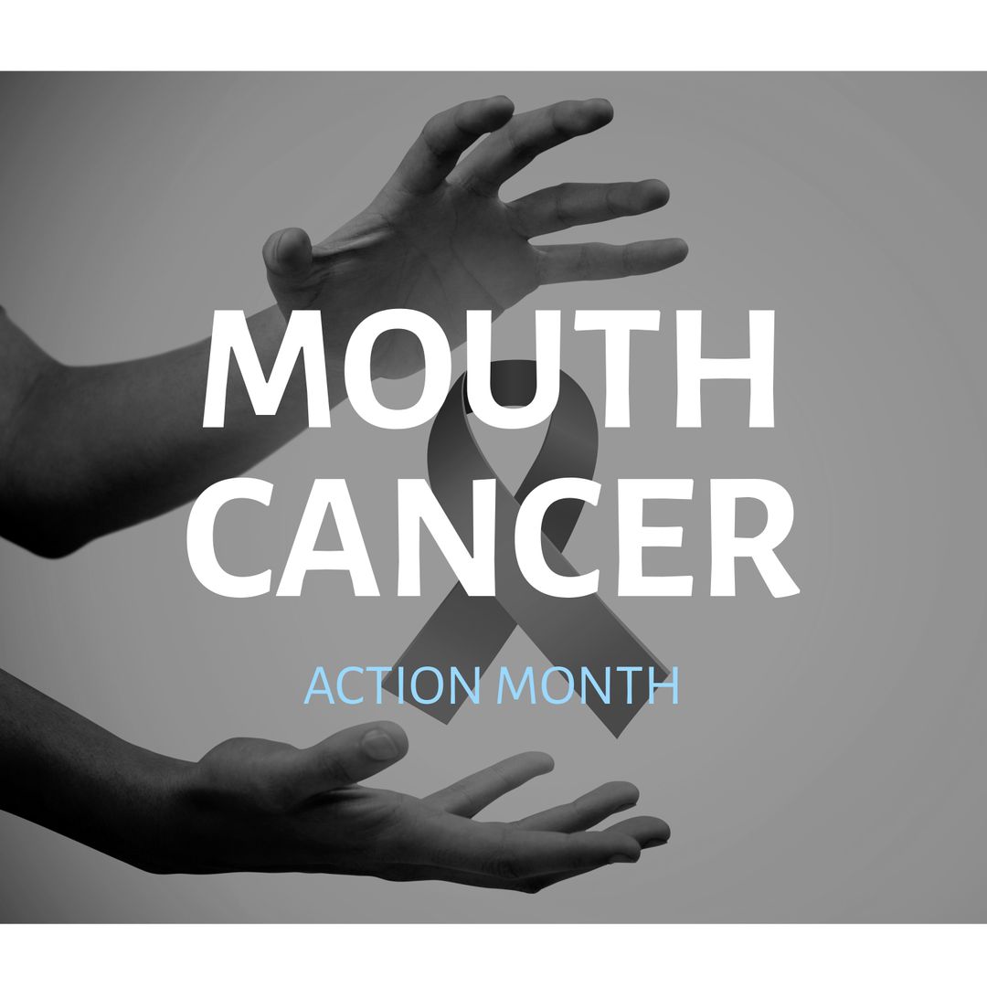 Mouth Cancer Awareness Action Month Concept with Hands and Ribbon