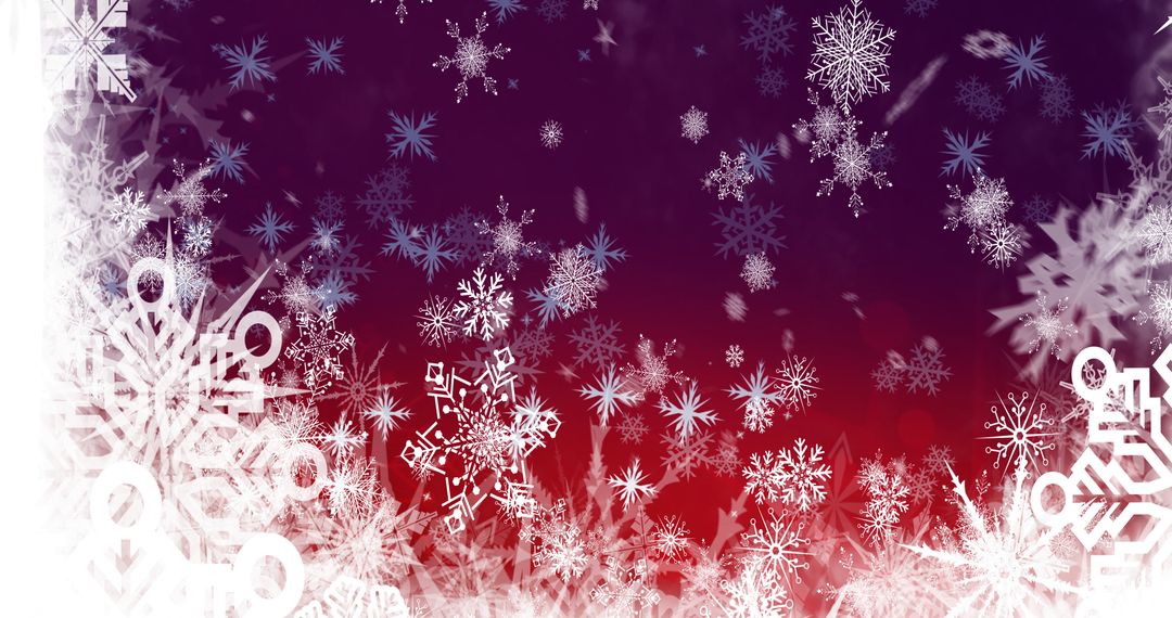 Falling Snowflakes Over Red Winter Background