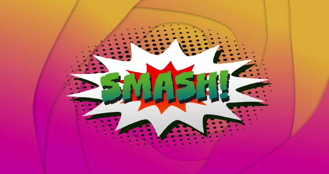 Smash Text on Retro Burst Illustration with Comic Book Style