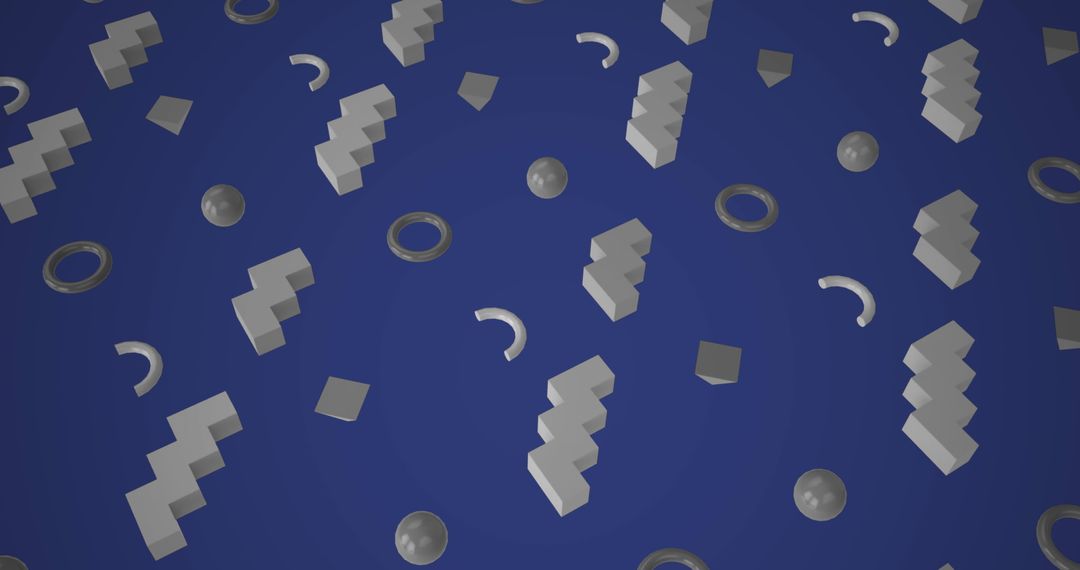 Abstract 3D Geometric Shapes on Blue Background