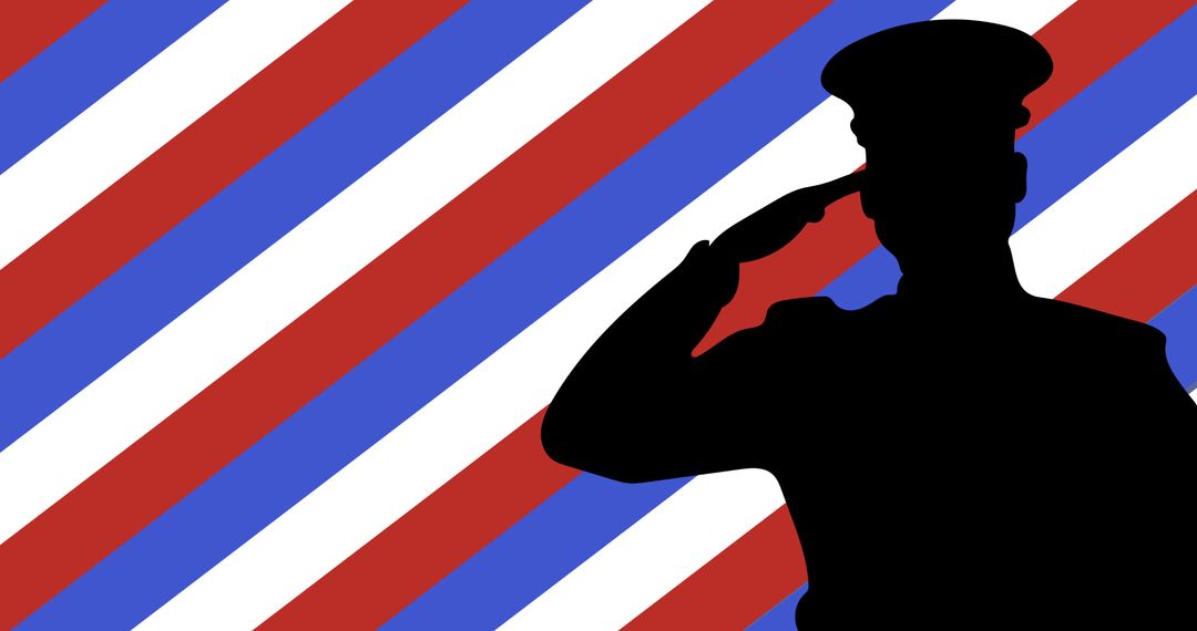 Silhouette Military Officer Saluting Against Striped Pattern Background - Free Images, Stock Photos and Pictures on Pikwizard.com