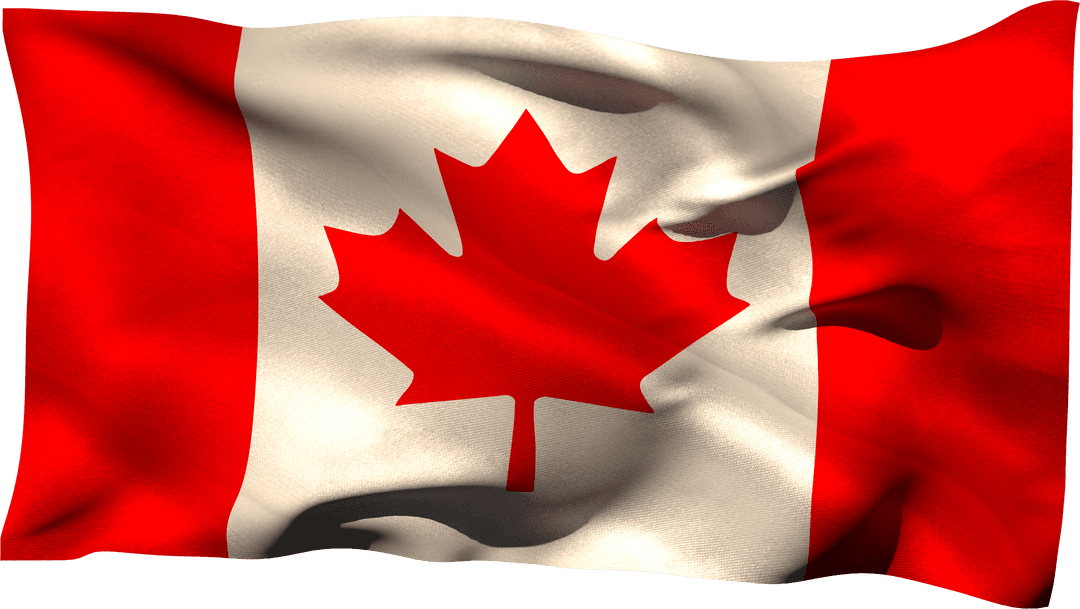 Waving Canadian Flag with Transparent Background