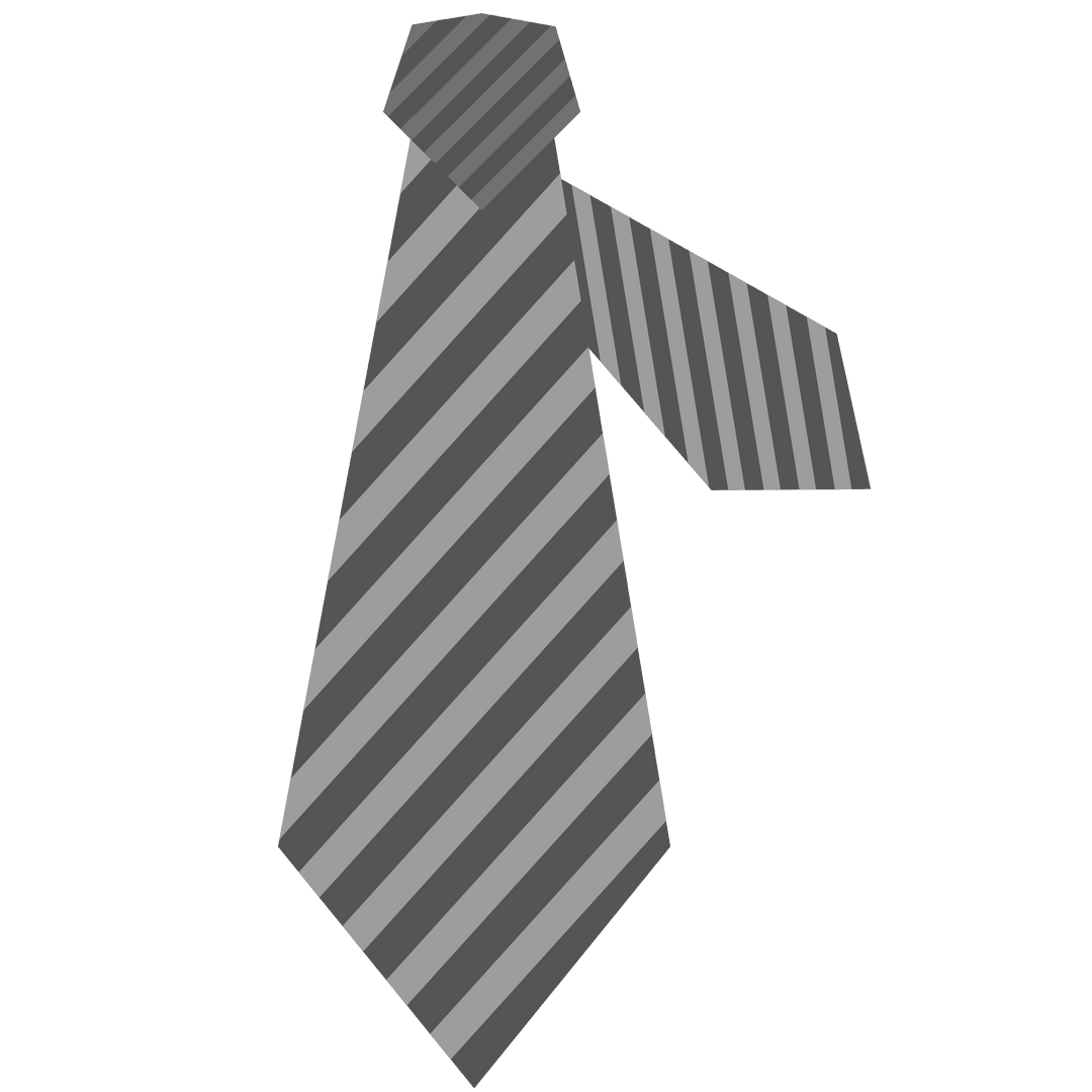 Transparent Tie Illustration in Striped Grey on Isolated Background