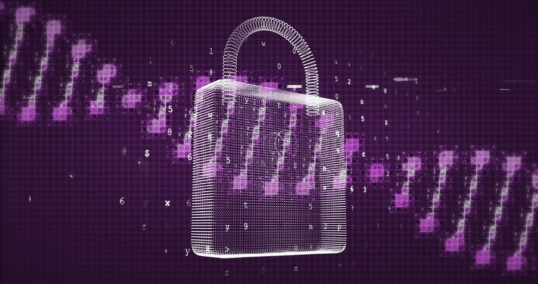 Cyber Security Concept with Digital DNA Strand and Padlock