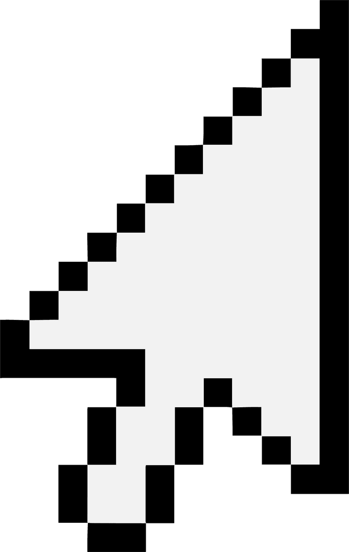 Pixelated White Cursor Arrow on Transparent Background