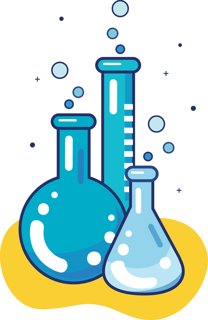 Transparent Chemistry Beaker and Test Tube Illustration