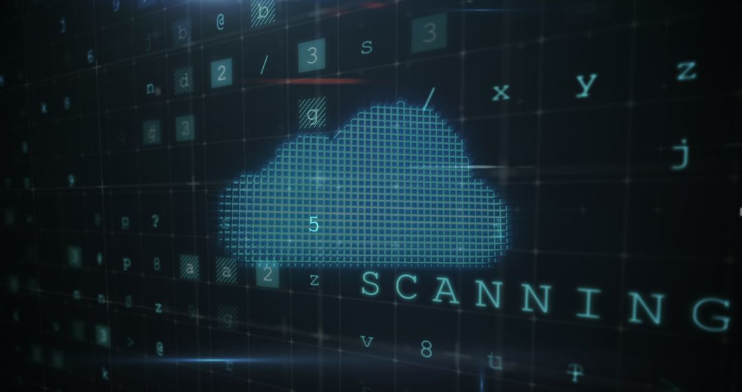 Cloud Scanning Icons with Digital Data Analysis Background