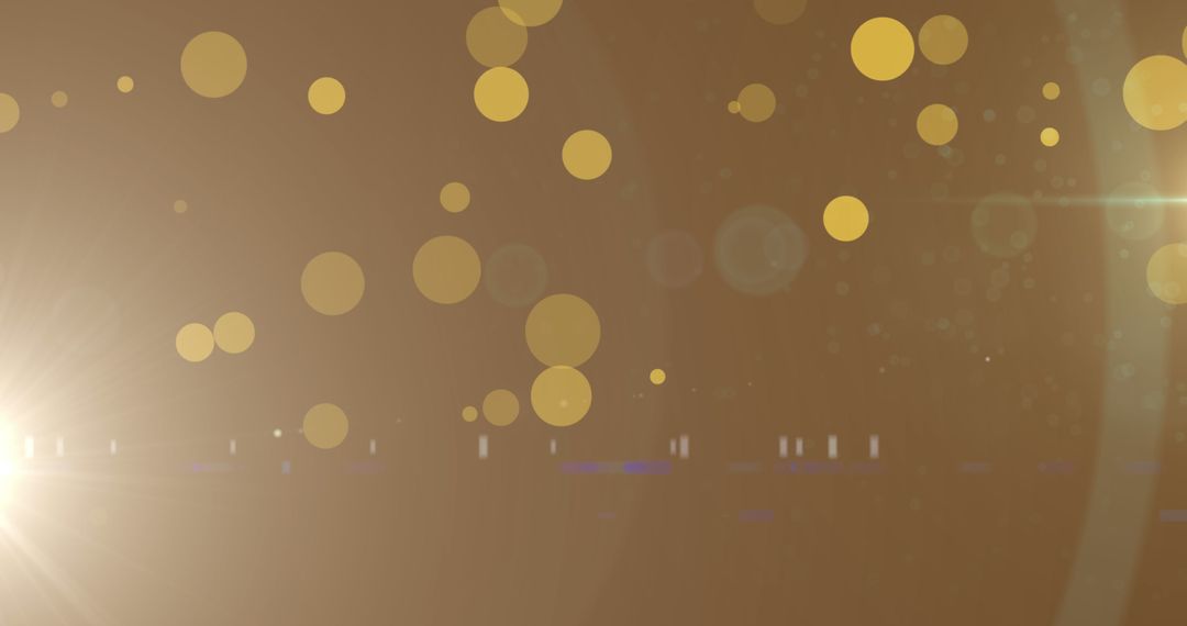 Golden Bokeh Light Effect with Lens Flare on Brown Background