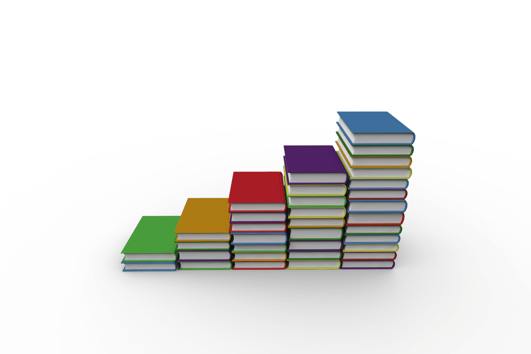 Colorful Stack of Books on Transparent Background