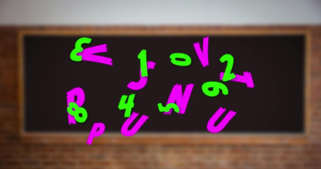 Abstract Floating Alphabets and Numbers on Chalkboard
