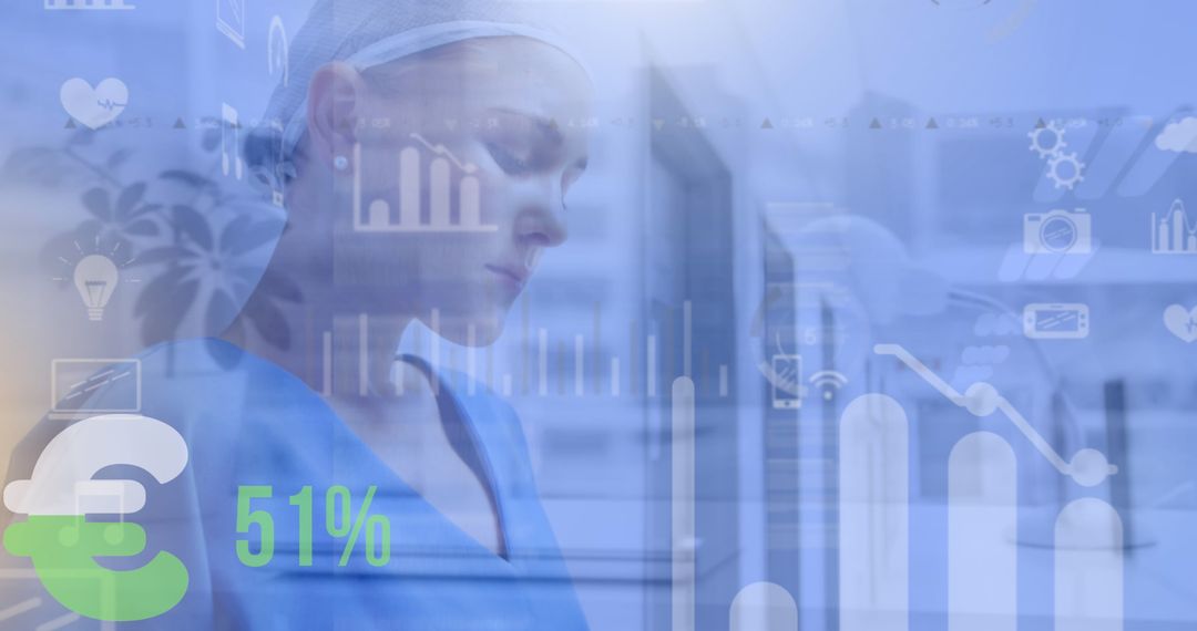 Nurse Engaging with Digital Data and Cloud Technology