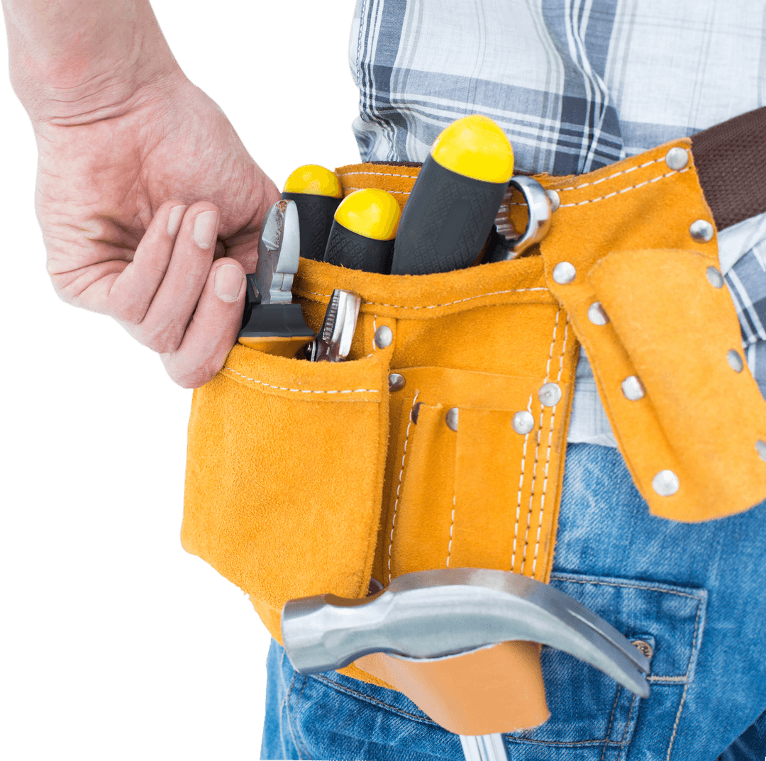 Technician with Tool Belt on Transparent Background