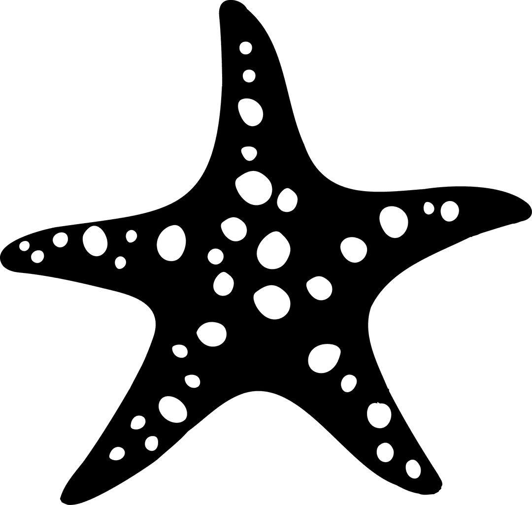 Stylized Spotted Starfish in Flat Vector with Transparent Background