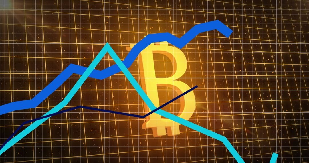 Bitcoin Symbol with Dynamic Market Trends and Data Graphics
