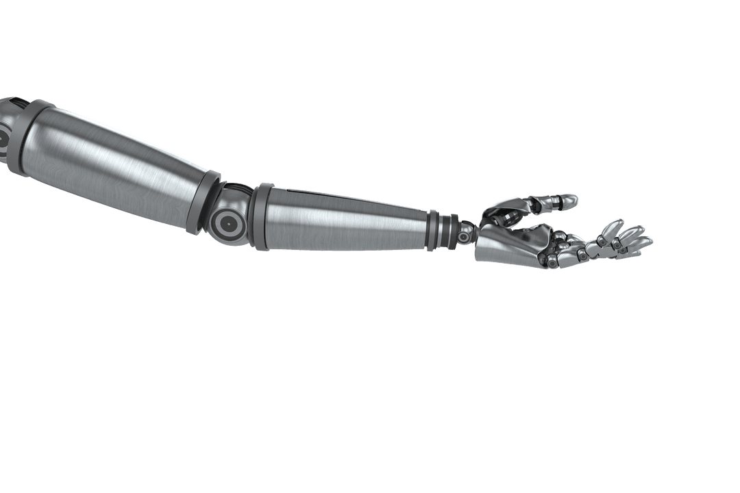 Transparent Robotic Arm with Open Hand Gesture Reaching Out