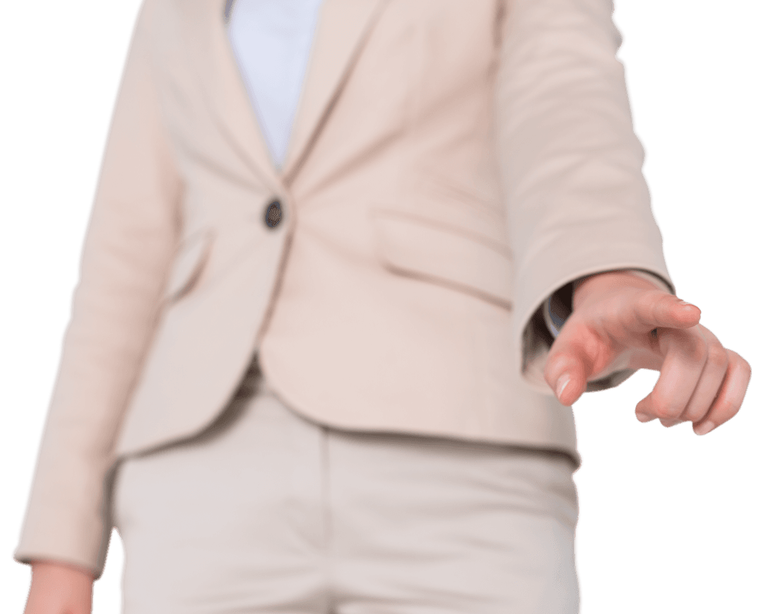 Transparent Businesswoman Pointing Finger Forward Gesture