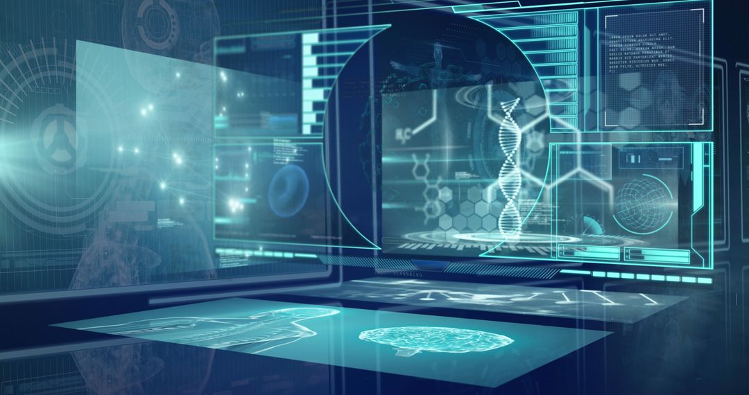 Futuristic Digital Interface with Medical and DNA Analysis