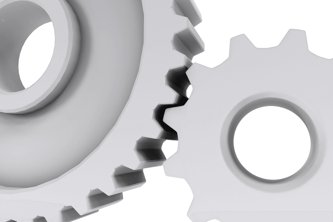 Transparent White Gear Mechanism Shadows Detailed